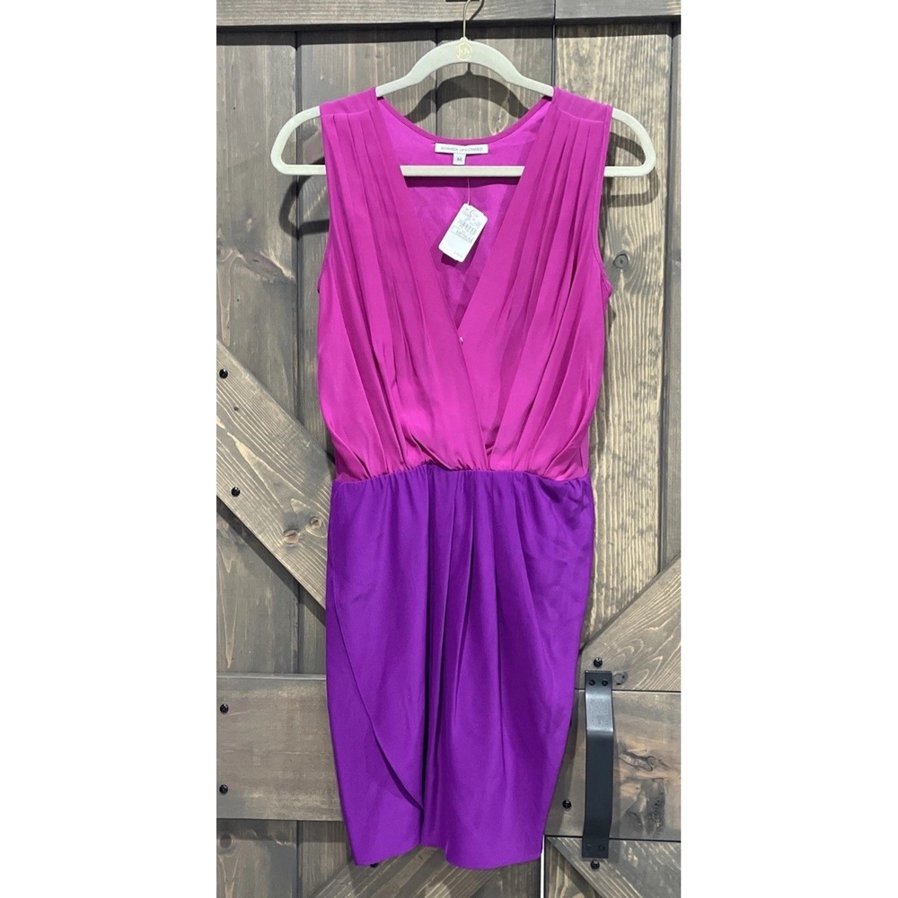 Cusp Amanda‎ Uprichard Silk Mini Dress Barbie Pink Purple Color Block Women's M